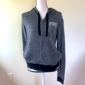 VS PINK Zip Up Hoodie in Grey & Black